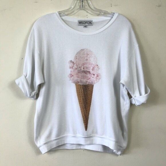 Wildfox ice cream cone roll sleeve sweatshirt sweater top XS kawaii graphic cozy - Picture 6 of 12